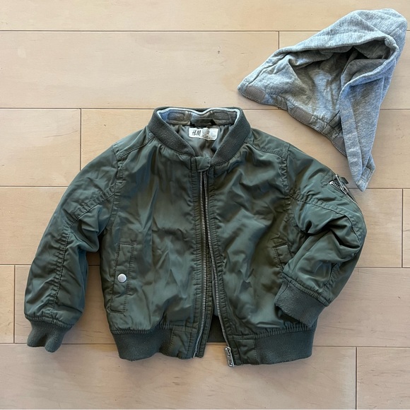 H&M Green bomber jacket 2T - Picture 2 of 2